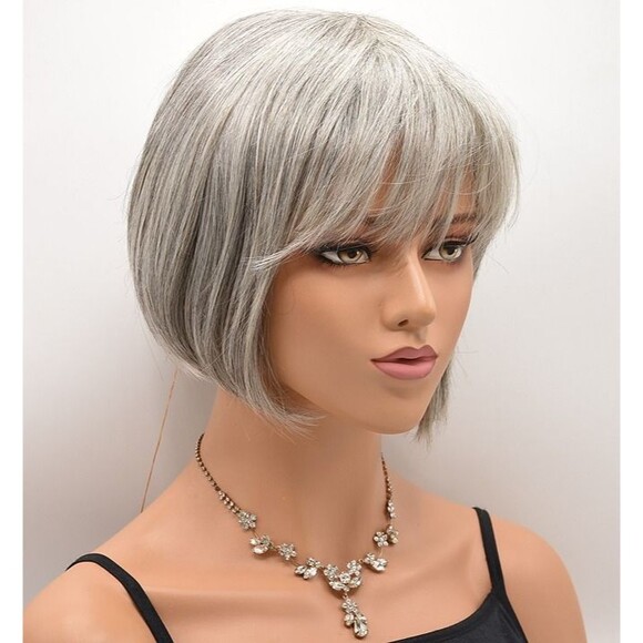 TANDI Wig by Envy, Envyhair Human Hair/Synthetic Blend, Medium Grey, NEW main image 9